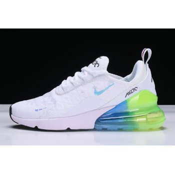 Mens and WMNS Nike Air Max 270 White Blue-Green Running Shoes AH6789-130 Shoes